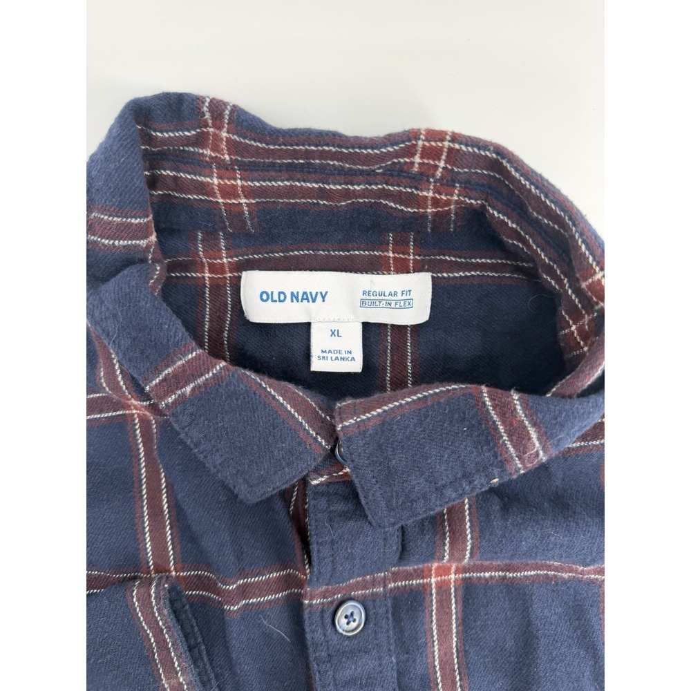 Men's Old Navy Flannel Size XL Blue And Red Long SLEEVED - Picture 2 of 9